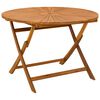 vidaXL Mesa de Jardim Dobr&aacute;vel Natural &Oslash;110 x 75 cm