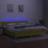 vidaXL Cama box spring c/ colch&atilde;o e LED 200x200 cm tecido verde