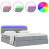 vidaXL Cama com luzes de tira LED Cinzento-claro 200 x 200 cm tecido