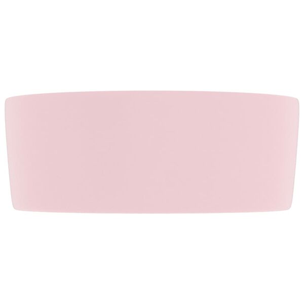 vidaXL Lavatório luxuoso redondo 40x15 cm cerâmica rosa mate