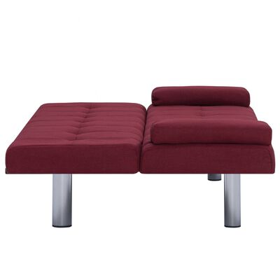 vidaXL Sofá-cama com duas almofadas poliéster vermelho tinto