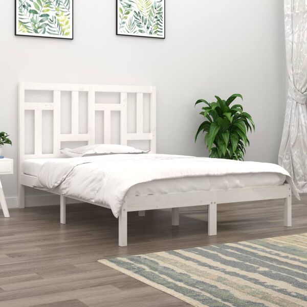 vidaXL Cama sem colch&atilde;o 140x190 cm madeira de pinho maci&ccedil;a branco