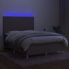 vidaXL Cama box spring colch&atilde;o/LED 140x190cm tecido cinza-acastanhado