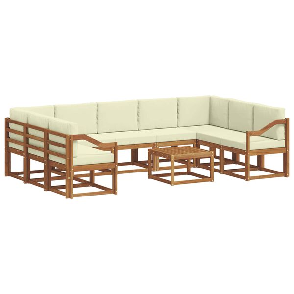 vidaXL Conjunto de Sof&aacute;s para Exterior 10 pcs Natural e Creme