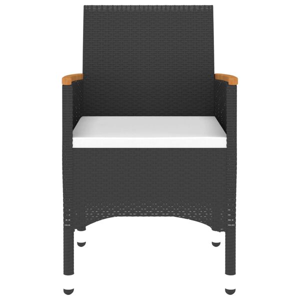 vidaXL 5 pcs conjunto jantar p/ jardim vime PE e vidro temperado preto