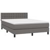 vidaXL Cama box spring c/ colch&atilde;o/LED 140x190cm couro artificial cinza