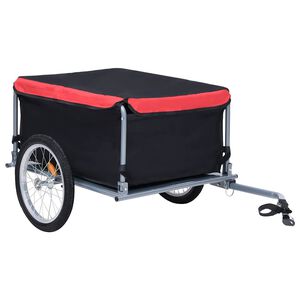 vidaXL Reboque de carga para bicicleta 65 kg preto e vermelho