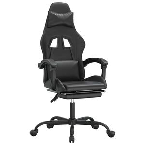 vidaXL Cadeira gaming c/ apoio p&eacute;s couro artificial preto