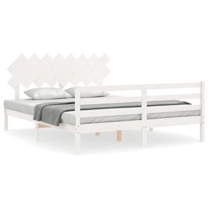 vidaXL Estrutura de cama com cabeceira 160x200 cm madeira maci&ccedil;a