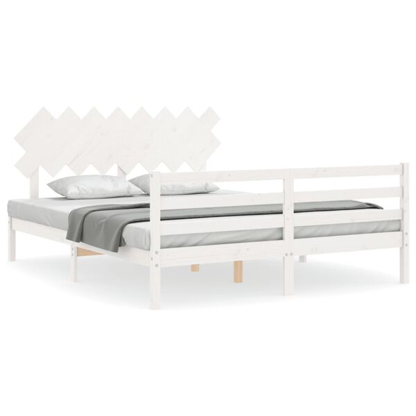vidaXL Estrutura de cama com cabeceira 160x200 cm madeira maciça