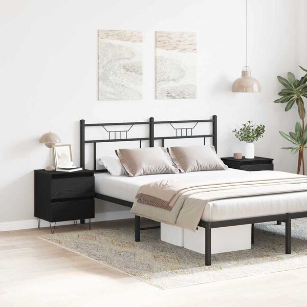 vidaXL Arm&aacute;rio de Cabeceira 2 pcs Carvalho preto 40 x 35 x 50 cm