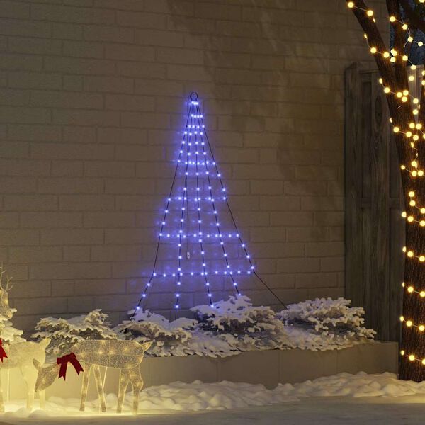 vidaXL Árvore de Natal LED com Estacas para o Solo Azul 180 cm Metal