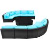 vidaXL 13 pcs conjunto lounge jardim c/ almofad&otilde;es vime PE azul