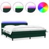 vidaXL Cama box spring c/ colch&atilde;o e LED 180x220 cm veludo verde-escuro