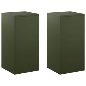 vidaXL Suporte para Plantas 2 pcs Verde-Azeitona 30 x 30 x 60 cm A&ccedil;o