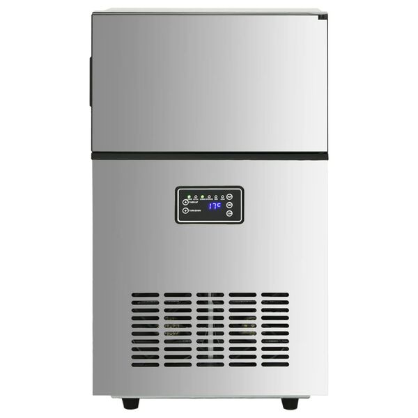 vidaXL Máquina de fazer cubos de gelo 45kg/24h prateado