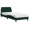 vidaXL Cama com colch&atilde;o Dover 90x200 cm veludo verde-escuro