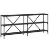 vidaXL Mesa consola 180x30x75 cm derivados de madeira e ferro preto