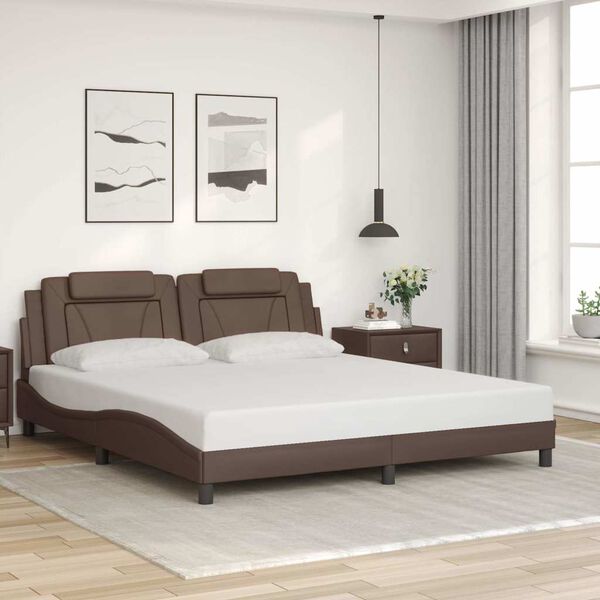 vidaXL Estrutura de cama Viana sem colch&atilde;o 180x200cm couro artificial castanho