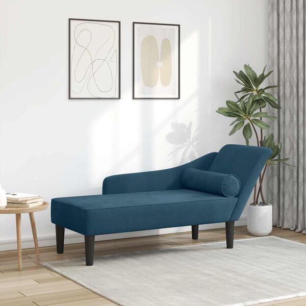 vidaXL Chaise lounge com almofad&otilde;es veludo azul