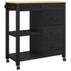 vidaXL Carrinho de Cozinha MONZA Preto 84 x 40 x 88,5 cm