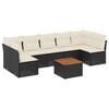 vidaXL 8 pcs conjunto sof&aacute;s de jardim com almofad&otilde;es vime PE preto