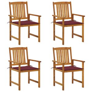 vidaXL Cadeiras de jardim c/ almofad&otilde;es 4 pcs madeira de ac&aacute;cia maci&ccedil;a