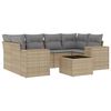vidaXL 7 pcs conjunto de sof&aacute;s p/ jardim com almofad&otilde;es vime PE bege