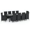 vidaXL 11 pcs conjunto jantar exterior com almofad&otilde;es vime PE preto
