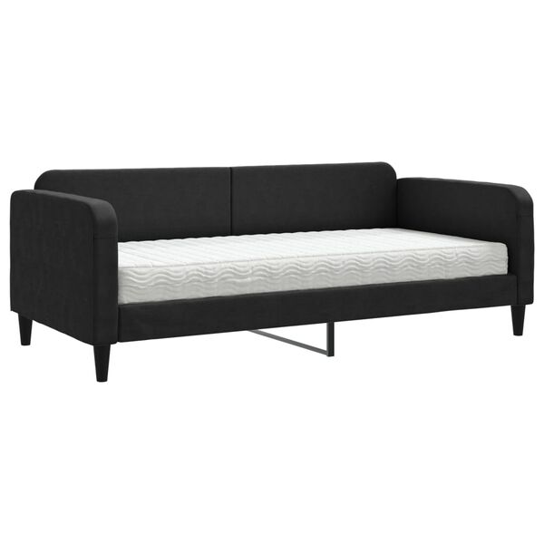 vidaXL Sofá-cama com colchão 90x190 cm tecido preto