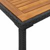 vidaXL Mesa de jardim com tampo em ac&aacute;cia 115x54x74 cm vime PE preto