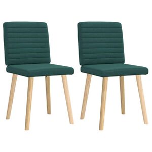 vidaXL Cadeiras de jantar 2 pcs tecido verde-escuro