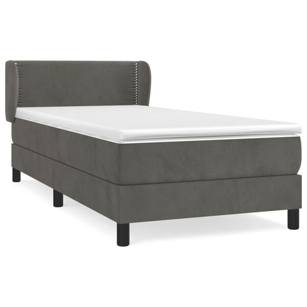 vidaXL Cama com molas/colch&atilde;o 90x190 cm veludo cinza-escuro