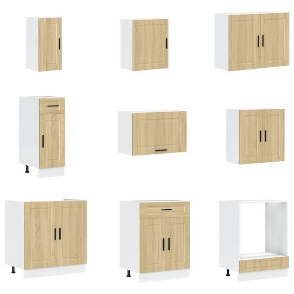 vidaXL 14 pe&ccedil;as arm&aacute;rio de cozinha conjunto Porto sonoma carvalho