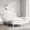 vidaXL Estrutura de cama com cabeceira 140x190cm madeira maciça branco