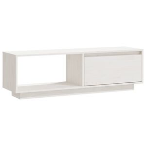 vidaXL M&oacute;vel de TV 110x30x33,5 cm madeira de pinho maci&ccedil;a branco