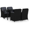 vidaXL 5 pcs Conjunto de jantar para jardim preto