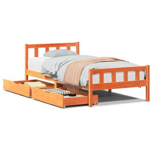 vidaXL Cama sem colch&atilde;o 75x190 cm madeira de pinho maci&ccedil;a castanho-mel