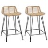vidaXL Banco de bar 2 pcs Natural 44 x 45 x 76 cm Rattan e A&ccedil;o
