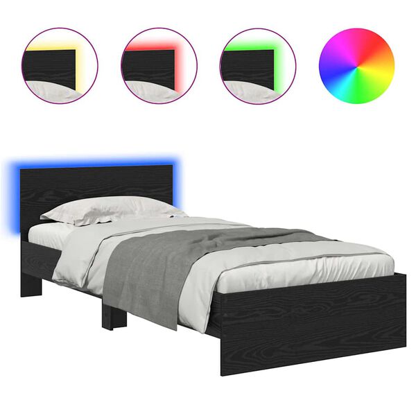 vidaXL Estrutura da Cama Carvalho Preto 90 x 200 cm Madeira processada