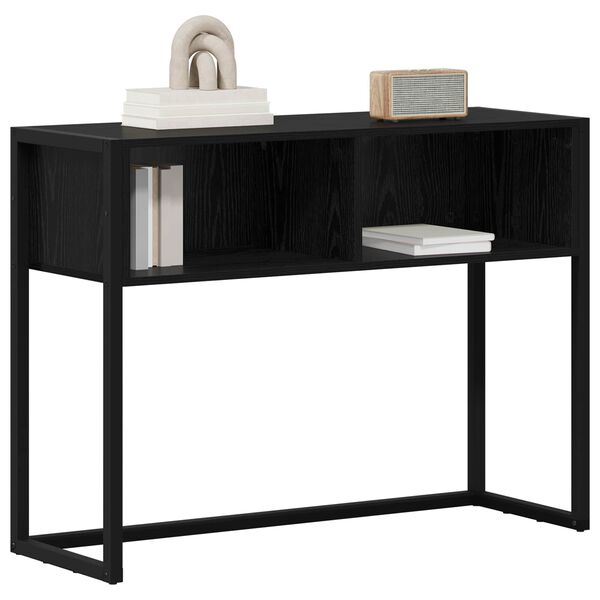 vidaXL Mesa de apoio com armazenamento Carvalho Preto 100 x 36 x 75 cm