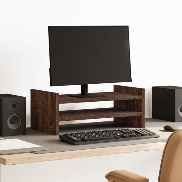 vidaXL Suporte monitor 50x27x20 cm derivados madeira carvalho castanho