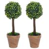 vidaXL Plantas bolas de buxo artificiais c/ vasos 2 pcs 56 cm verde