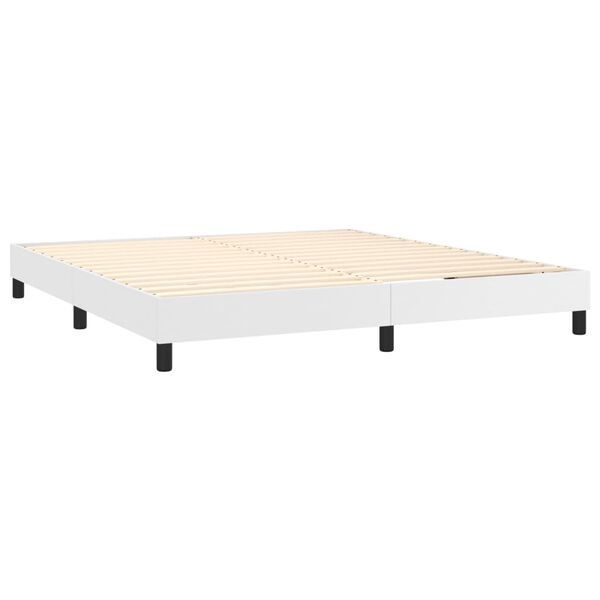 vidaXL Cama com molas/colch&atilde;o 180x200 cm couro artificial branco