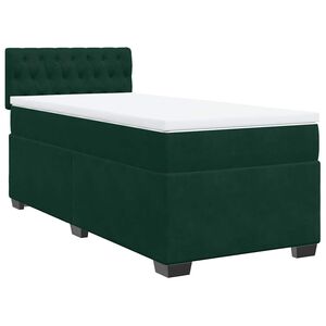 vidaXL Cama com molas/colch&atilde;o 100x200 cm veludo verde-escuro