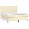 vidaXL Cama box spring c/ colch&atilde;o/LED 180x200cm couro artificial creme