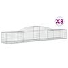 vidaXL Cestos gabi&atilde;o arqueados 8 pcs 300x50x40/60 cm ferro galvanizado