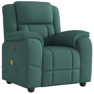 vidaXL Poltrona de massagens reclin&aacute;vel tecido verde-escuro