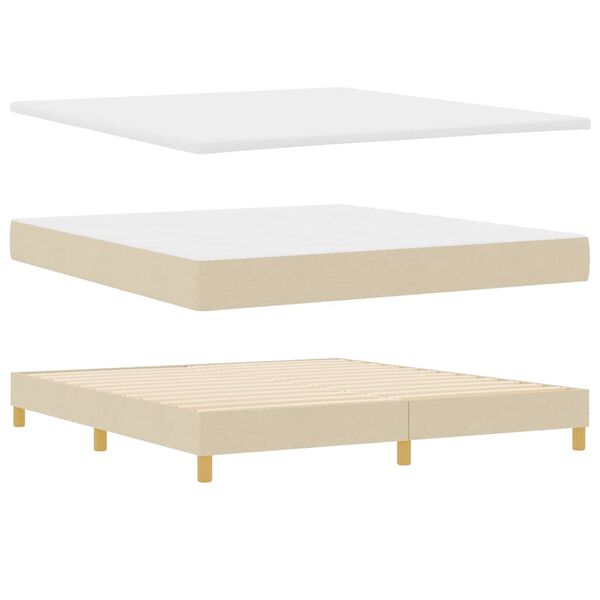 vidaXL Cama Box com colch&atilde;o com cabeceira Creme 180 x 200 cm tecido