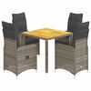 vidaXL 5 pcs conjunto bistr&ocirc; de jardim c/ almofad&otilde;es vime PE cinza